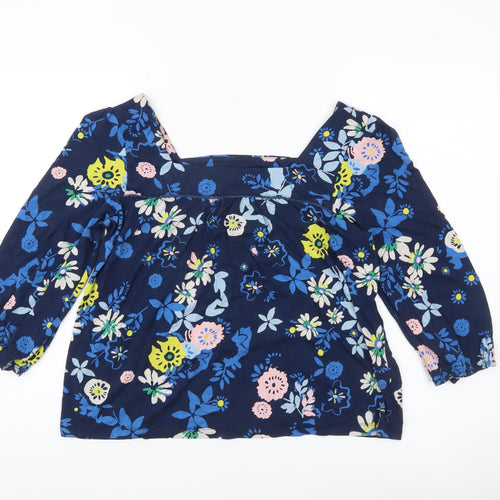 Lily & Me Womens Blue Floral Tunic Blouse UK 12 3/4 Sleeve