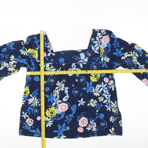 Lily & Me Womens Blue Floral Tunic Blouse UK 12 3/4 Sleeve