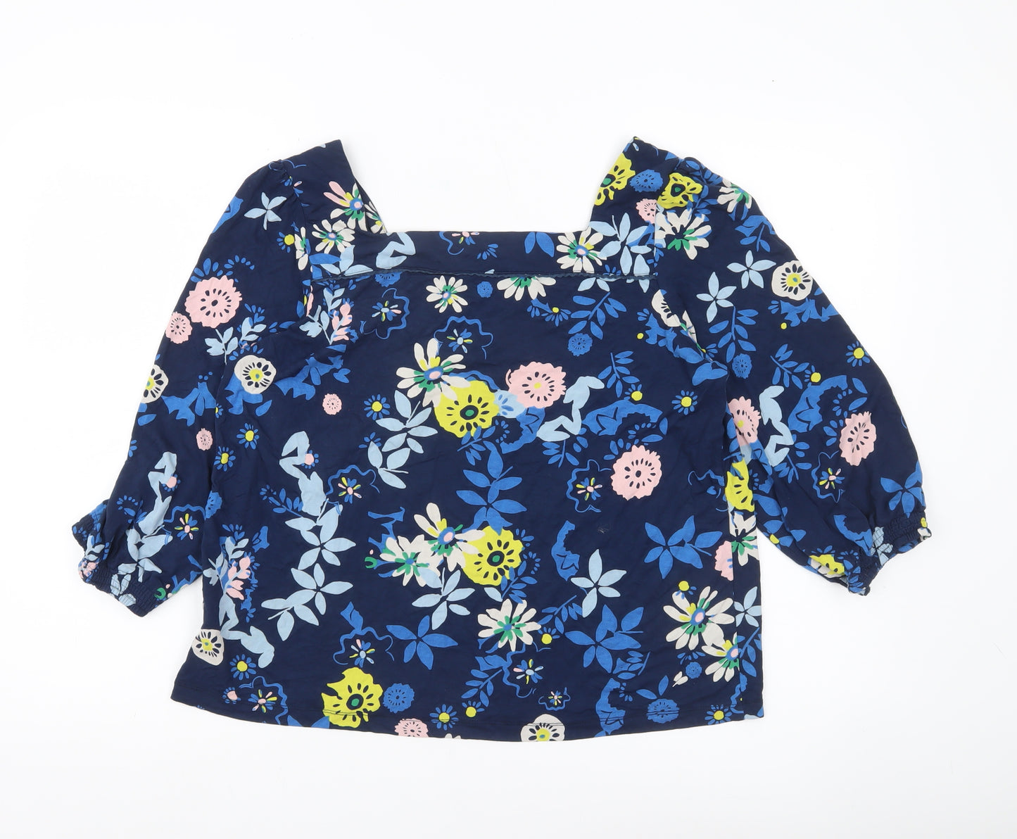 Lily & Me Womens Blue Floral Tunic Blouse UK 12 3/4 Sleeve