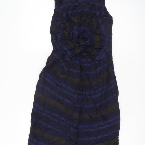 Jigsaw Womens Blue Striped Sheath Dress UK 6 Sleeveless Partywear