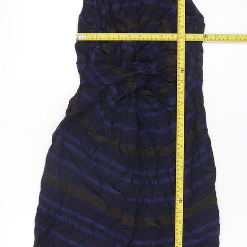 Jigsaw Womens Blue Striped Sheath Dress UK 6 Sleeveless Partywear