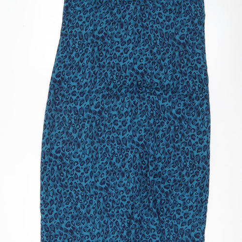 Worthington Women’s Blue Leopard Print Shift Dress Size 14 Midi Sleeveless
