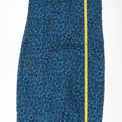 Worthington Women’s Blue Leopard Print Shift Dress Size 14 Midi Sleeveless