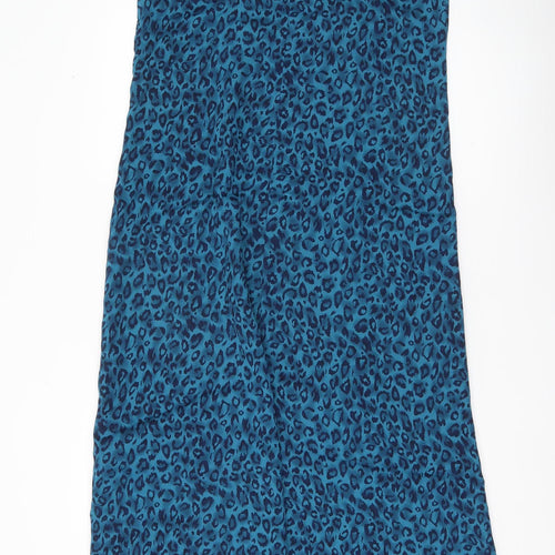 Worthington Women’s Blue Leopard Print Shift Dress Size 14 Midi Sleeveless