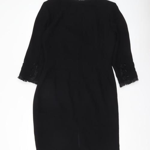 Donna Morgan Women’s Black Sheath Dress Size 8 Knee Length 3/4 Sleeve