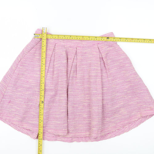 New Look Women’s Pink Striped A-Line Skirt Size 8 Short