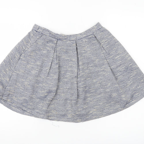 New Look Women’s Blue Tweed A-Line Mini Skirt S Lined Zip