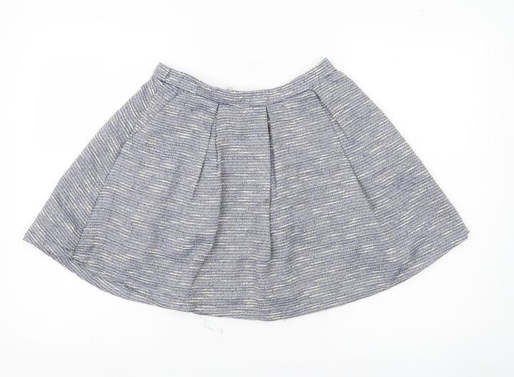New Look Women’s Blue Tweed A-Line Mini Skirt S Lined Zip