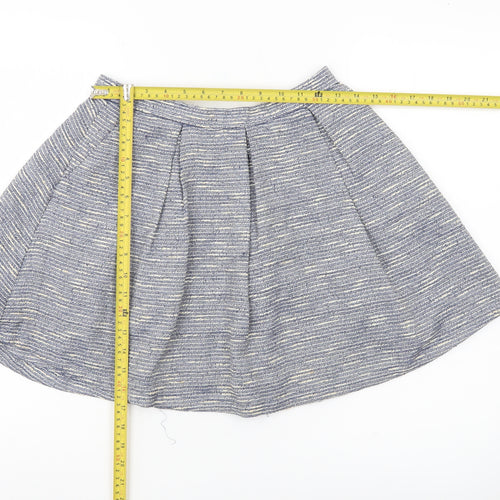New Look Women’s Blue Tweed A-Line Mini Skirt S Lined Zip