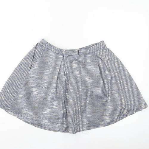 New Look Women’s Blue Tweed A-Line Mini Skirt S Lined Zip