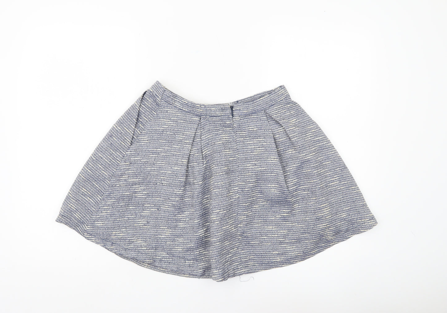 New Look Women’s Blue Tweed A-Line Mini Skirt S Lined Zip