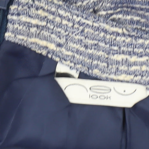 New Look Women’s Blue Tweed A-Line Mini Skirt S Lined Zip