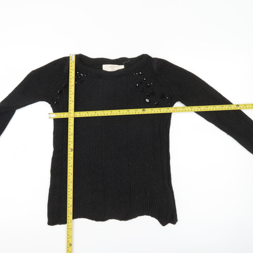 Zara Women’s Black Beaded Knit Pullover Jumper Size S