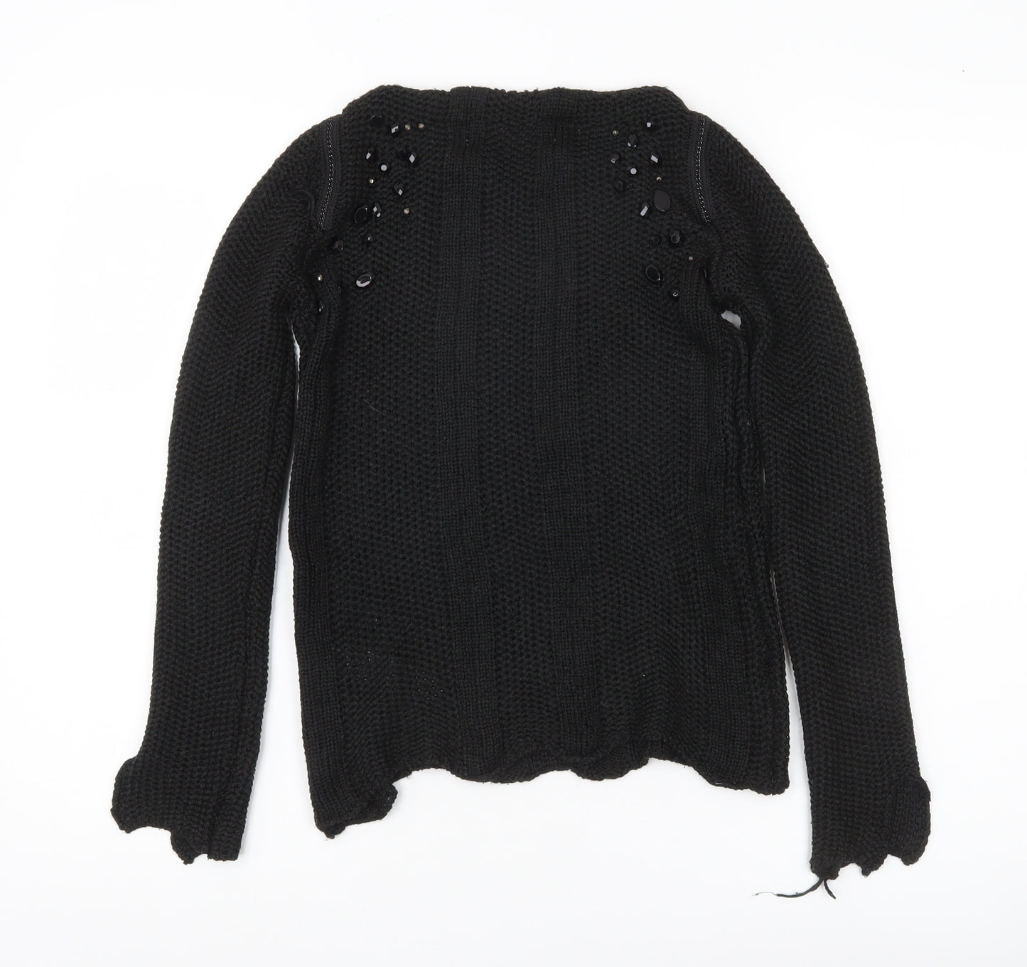 Zara Women’s Black Beaded Knit Pullover Jumper Size S