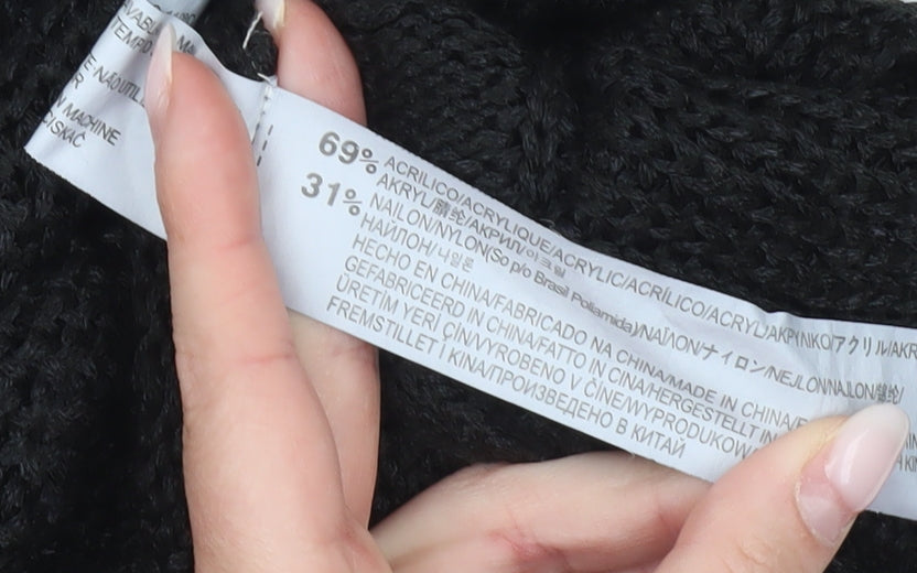 Zara Women’s Black Beaded Knit Pullover Jumper Size S