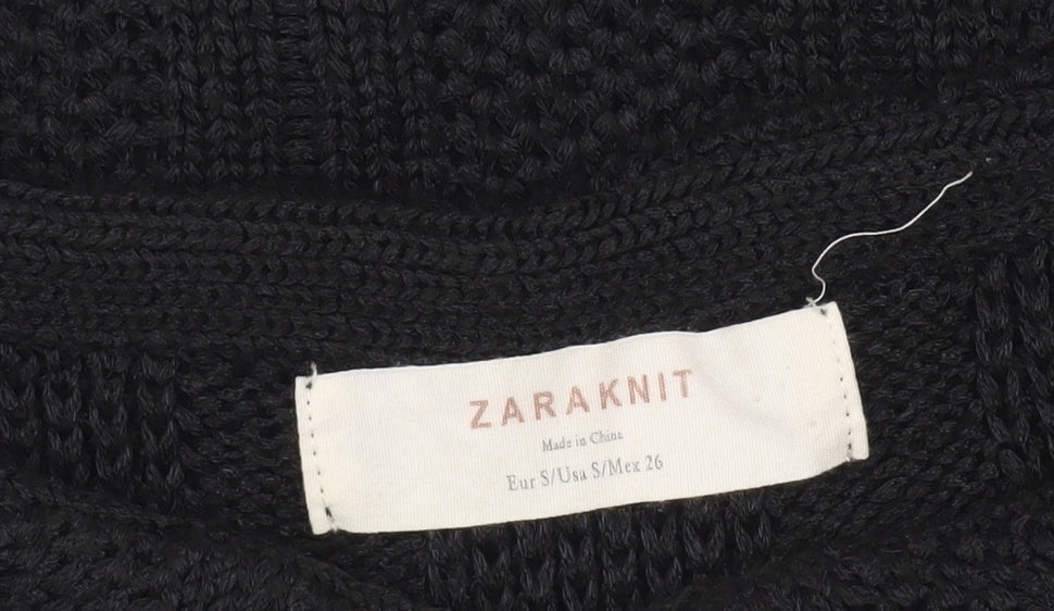 Zara Women’s Black Beaded Knit Pullover Jumper Size S
