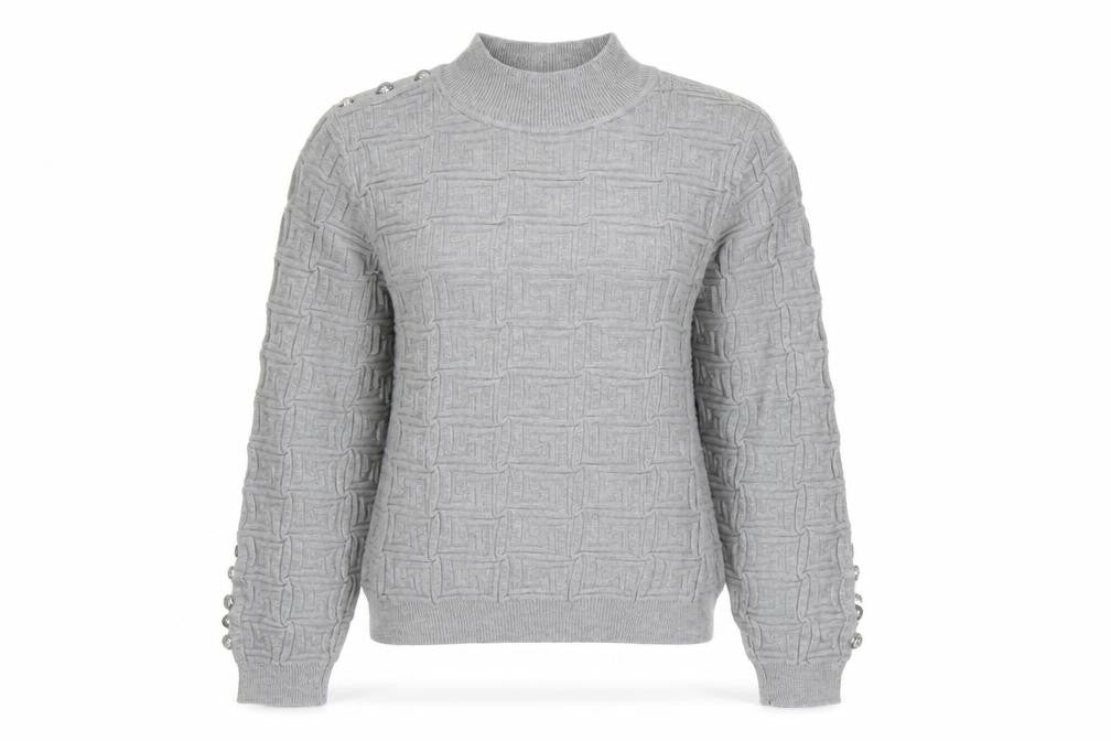 Front view of May by Shining Star Women’s Grey Mock Neck jumper One Size