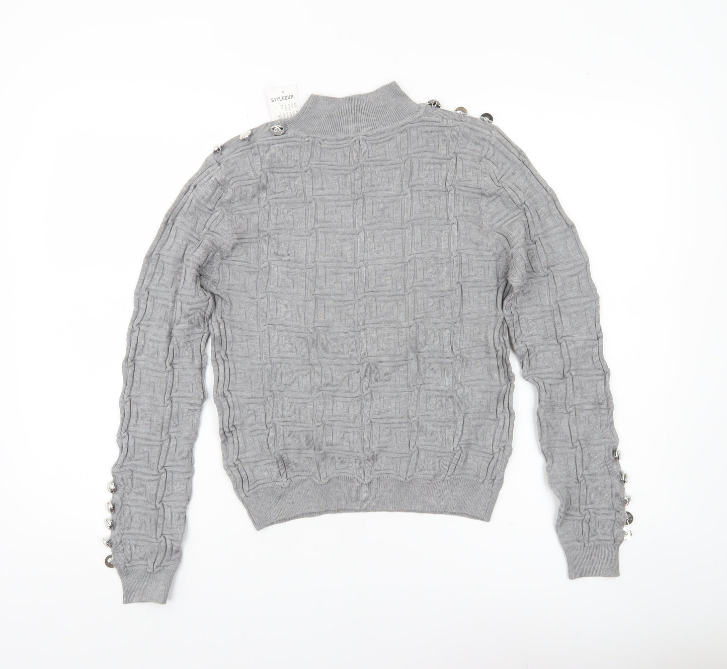 May by Shining Star Women’s Grey Mock Neck Pullover Jumper One Size