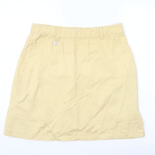Daily Women Beige Cotton Knee Length Skirt Size M