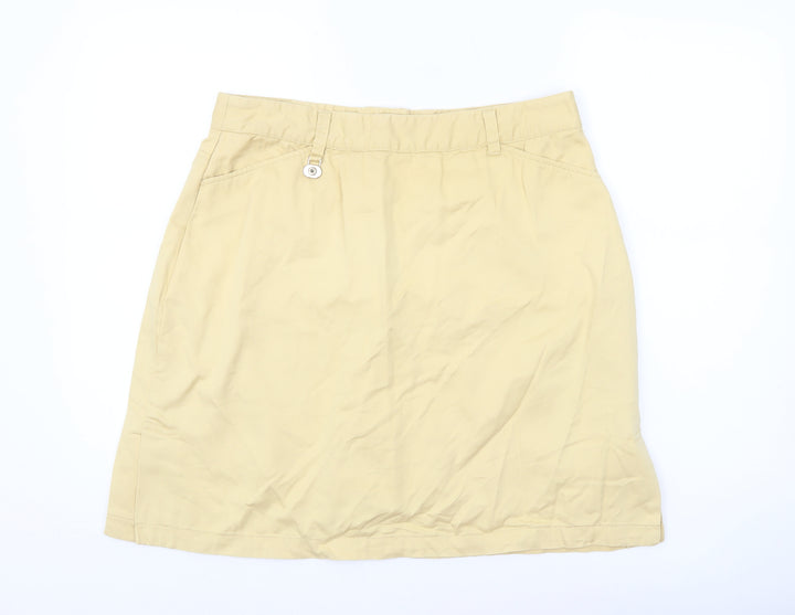 Daily Women Beige Cotton Knee Length Skirt Size M