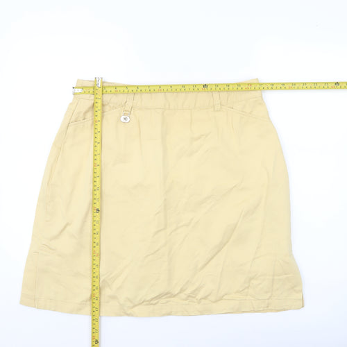 Daily Women Beige Cotton Knee Length Skirt Size M