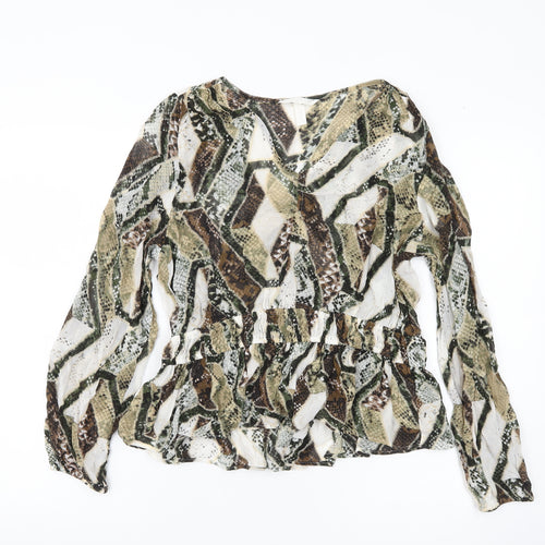 H&M Womens Multicoloured Animal Print Viscose Blouse UK 10