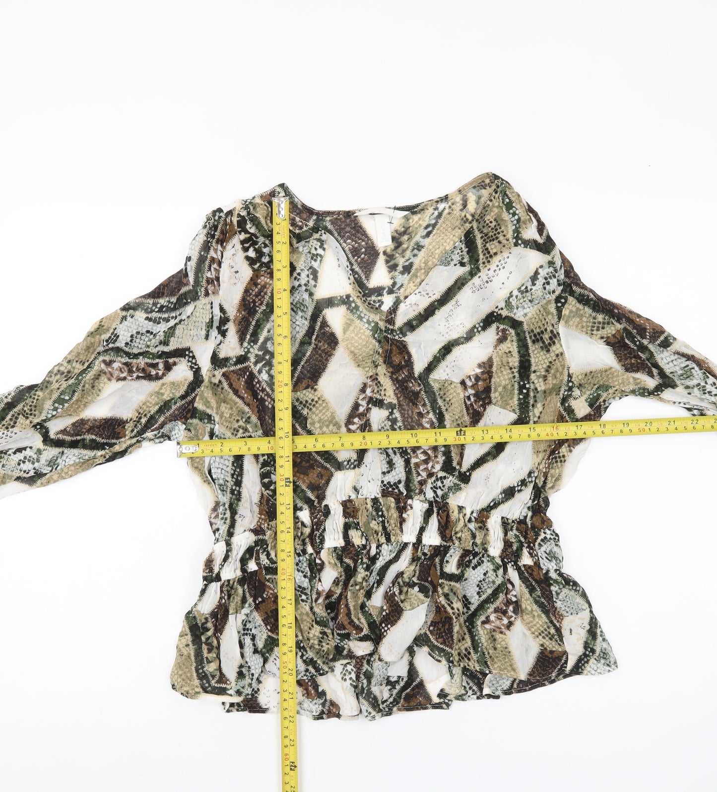 H&M Womens Multicoloured Animal Print Viscose Blouse UK 10