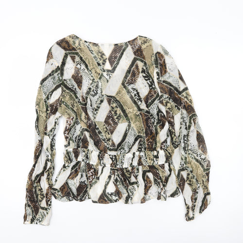 H&M Womens Multicoloured Animal Print Viscose Blouse UK 10