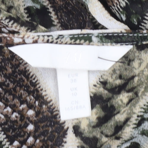 H&M Womens Multicoloured Animal Print Viscose Blouse UK 10