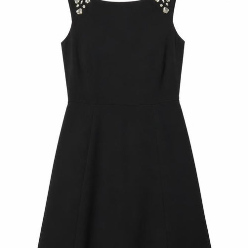 Papaya Women’s Black Beaded Sleeveless A-Line Party Dress Size 12