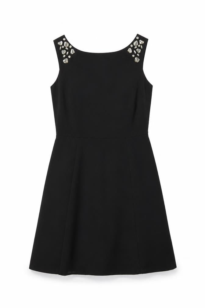 Papaya Women’s Black Beaded Sleeveless A-Line Party Dress Size 12