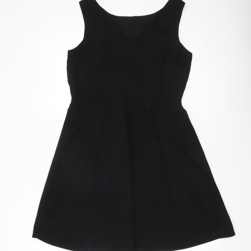 Papaya Women’s Black Beaded Sleeveless A-Line Party Dress Size 12