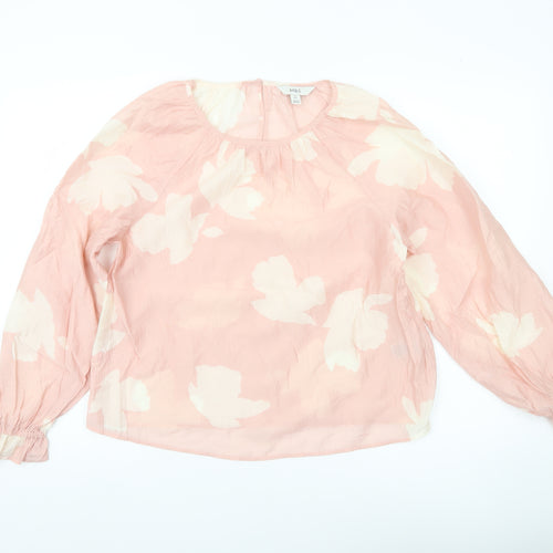 Marks and Spencer Womens Pink Floral Blouse Size 10 Long Sleeve Tunic