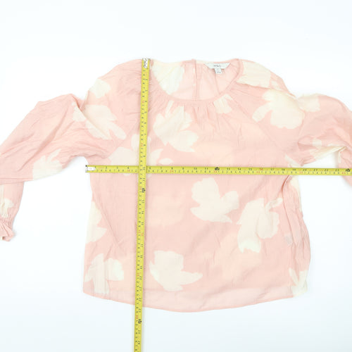 Marks and Spencer Womens Pink Floral Blouse Size 10 Long Sleeve Tunic