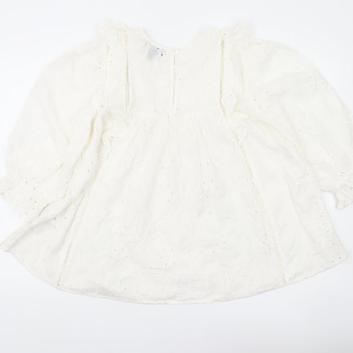 New Look Women White Maternity Blouse Size 10 Lace Ruffle Tunic Top