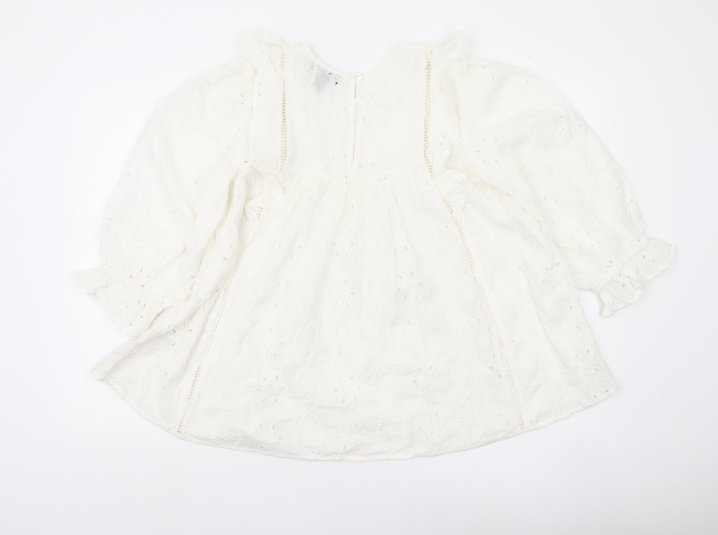 New Look Women White Maternity Blouse Size 10 Lace Ruffle Tunic Top