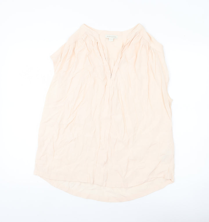 Monsoon Women’s Beige Viscose Sleeveless Blouse UK 14