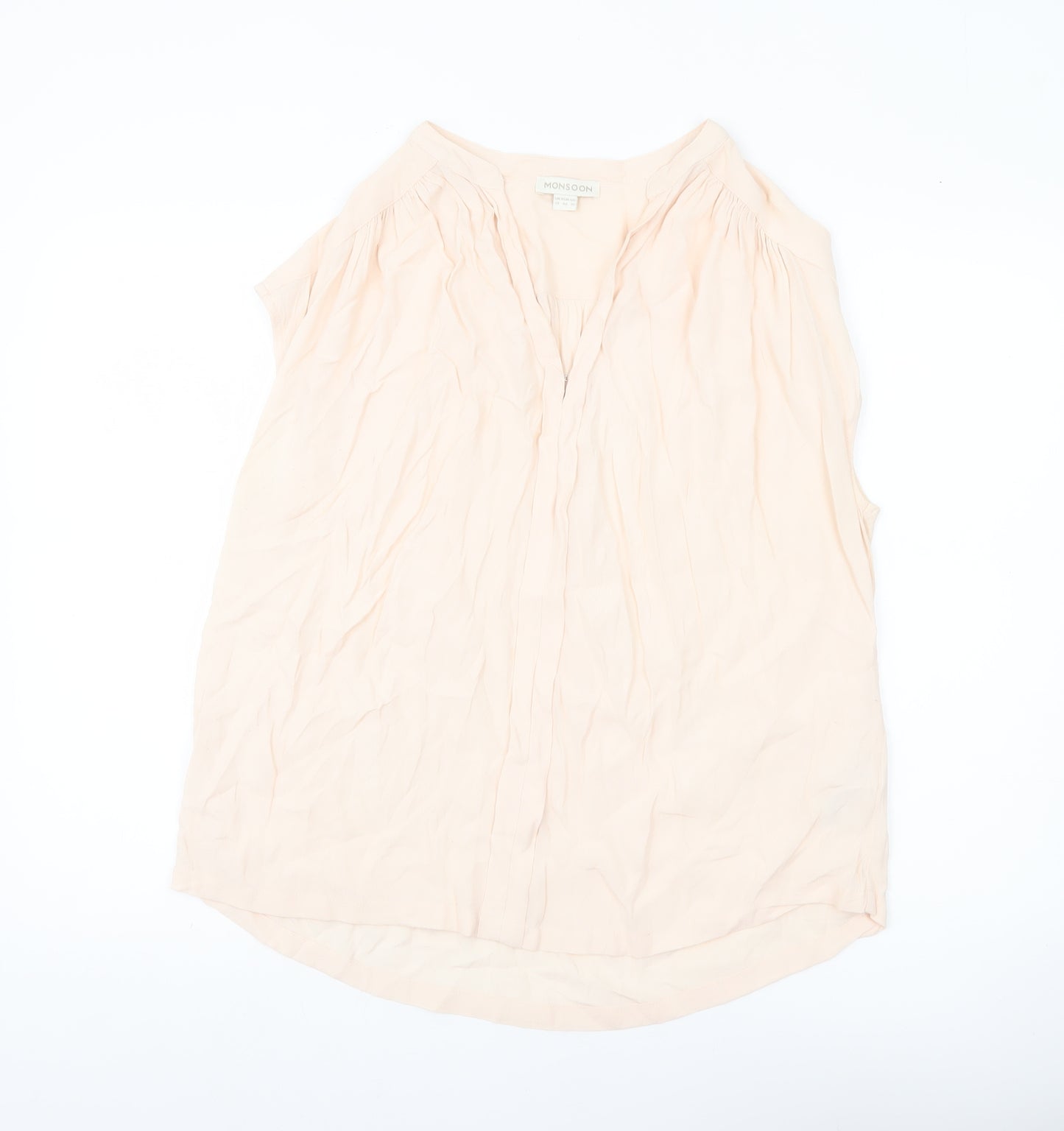 Monsoon Women’s Beige Viscose Sleeveless Blouse UK 14