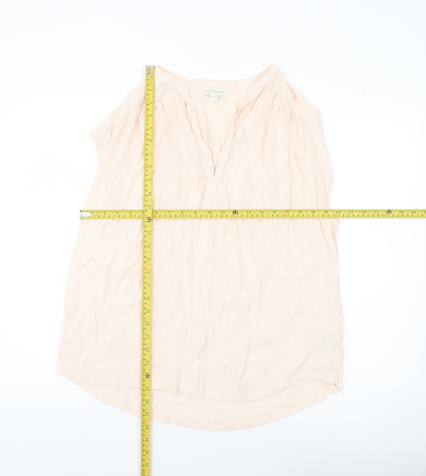 Monsoon Women’s Beige Viscose Sleeveless Blouse UK 14