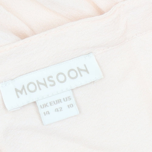 Monsoon Women’s Beige Viscose Sleeveless Blouse UK 14