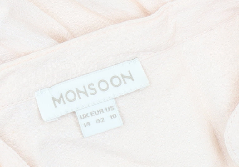 Monsoon Women’s Beige Viscose Sleeveless Blouse UK 14