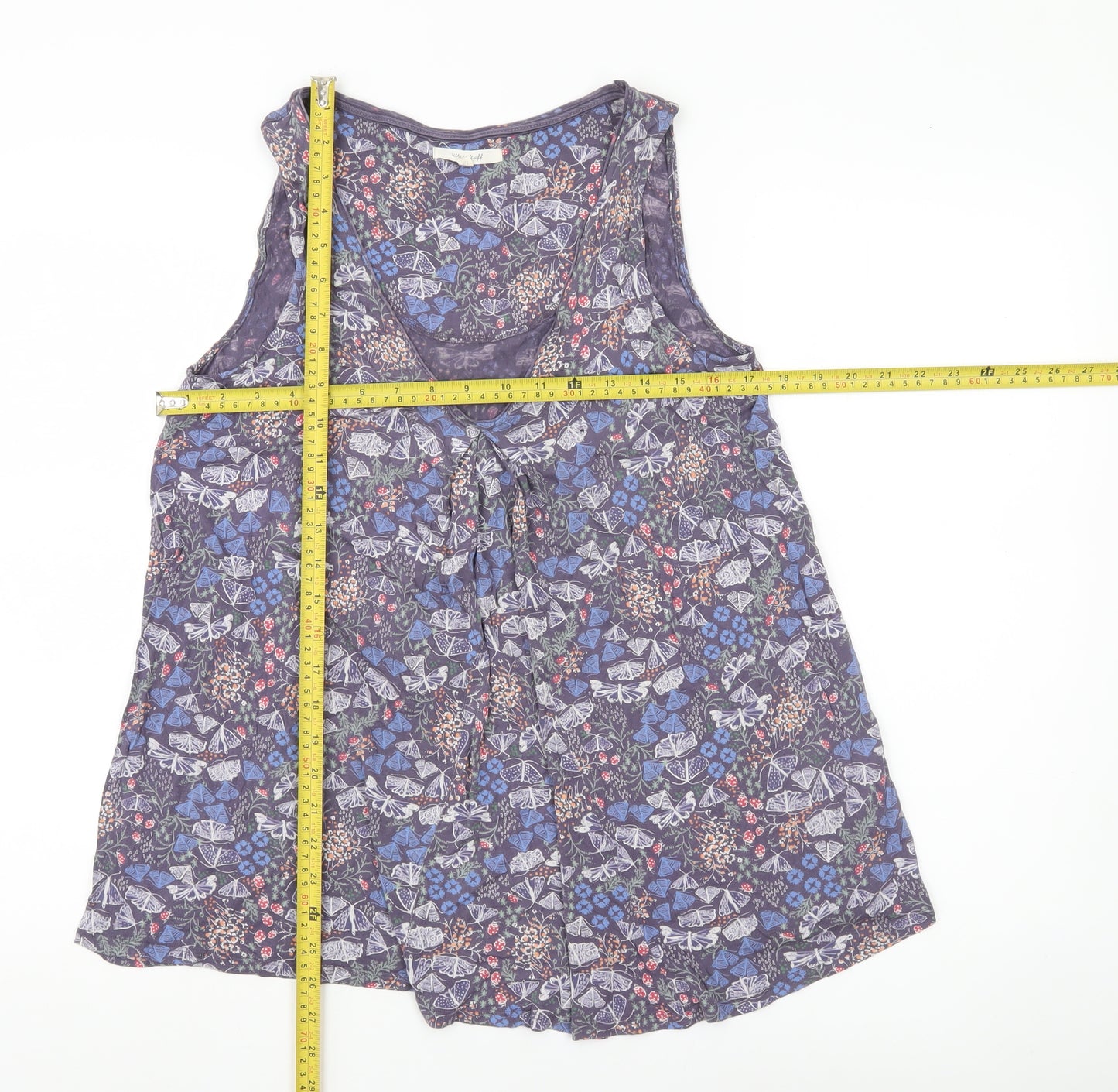 White Stuff Women’s Multicoloured Floral Butterfly Viscose Tunic Tank Top Size 12