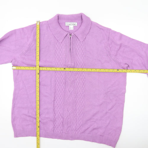 Collection L Women’s Purple Cotton Collared Zip Jumper Size 26