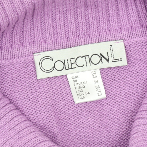 Collection L Women’s Purple Cotton Collared Zip Jumper Size 26