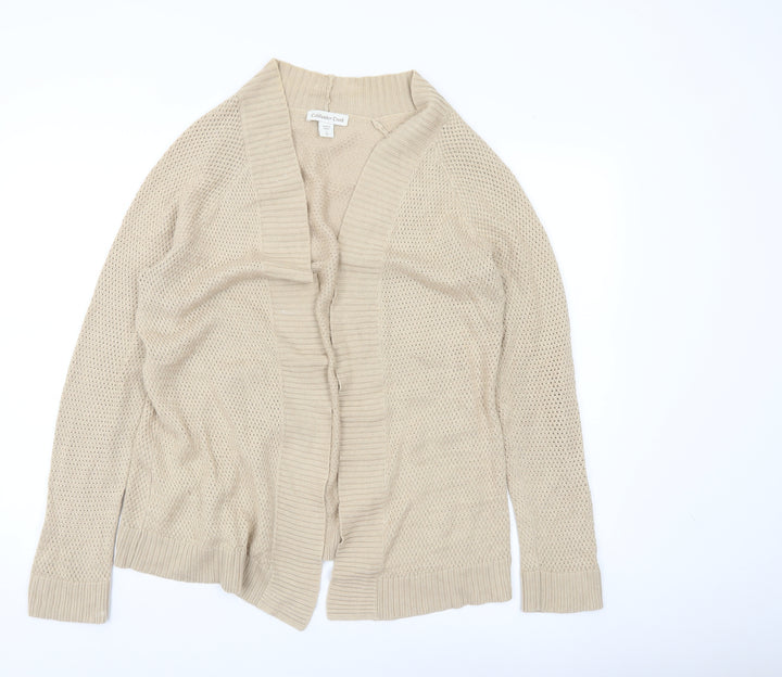 Coldwater Creek Women’s Beige Open-Knit Cardigan Size 14