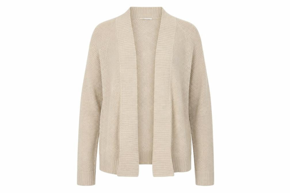 Coldwater Creek Women’s Beige Open-Knit Cardigan Size 14