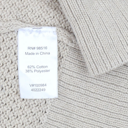 Coldwater Creek Women’s Beige Open-Knit Cardigan Size 14