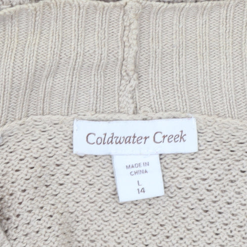 Coldwater Creek Women’s Beige Open-Knit Cardigan Size 14