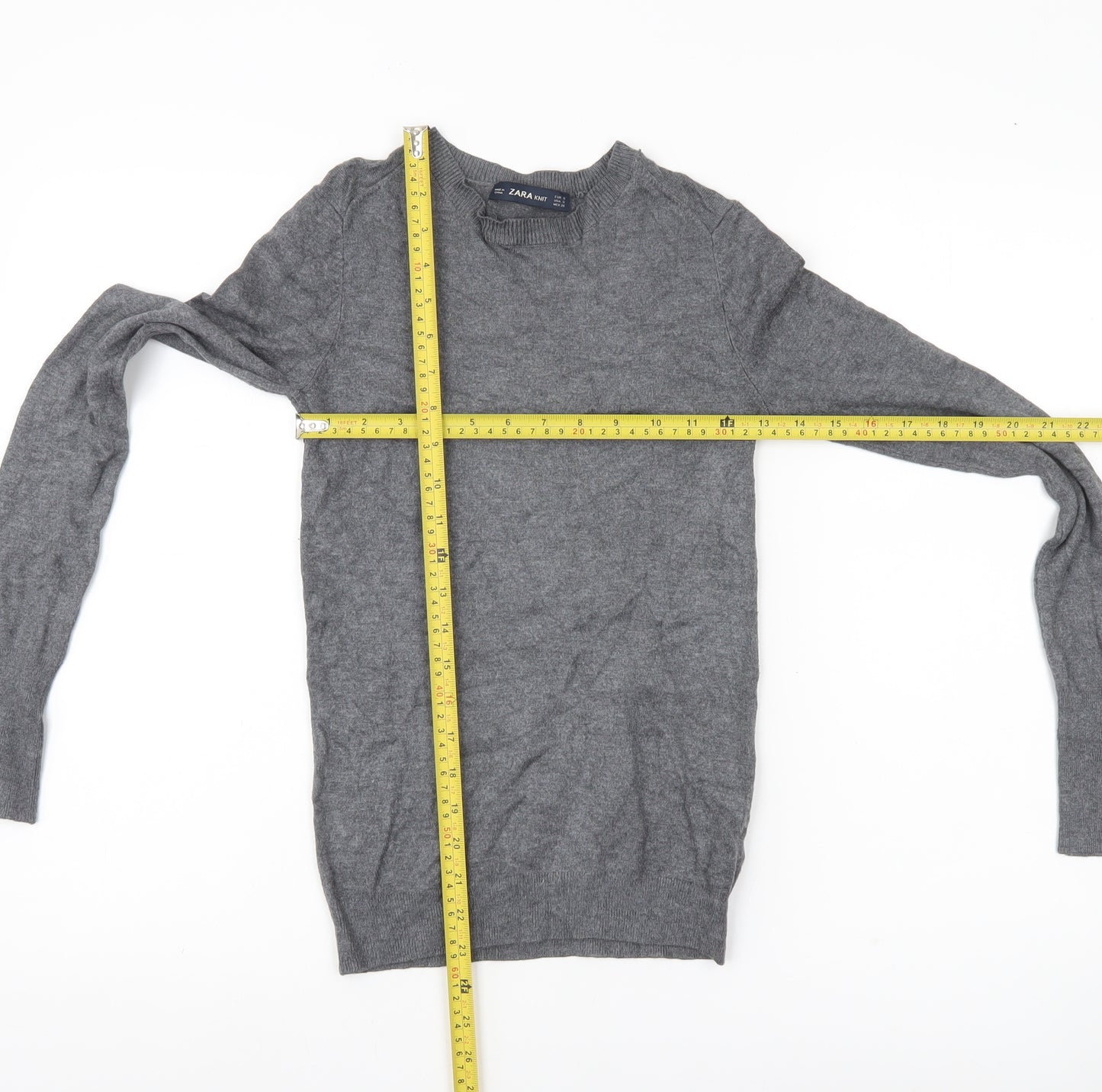 Zara Women’s Grey Knit Crew Neck Pullover Jumper Size S