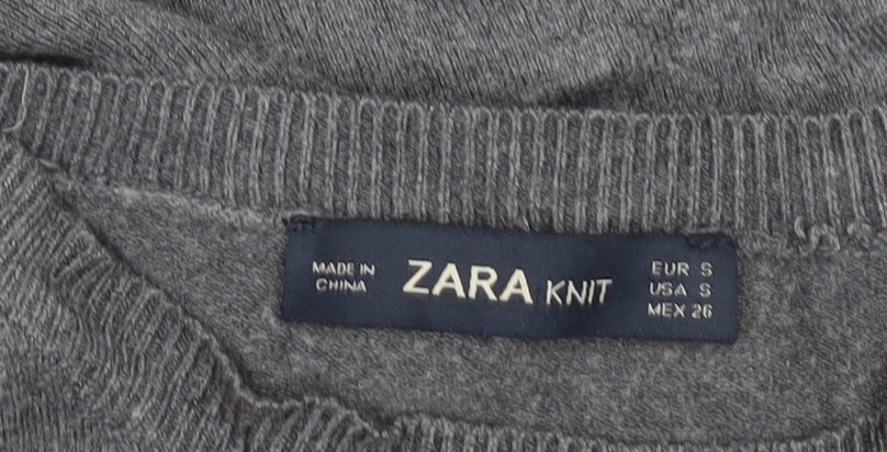 Zara Women’s Grey Knit Crew Neck Pullover Jumper Size S